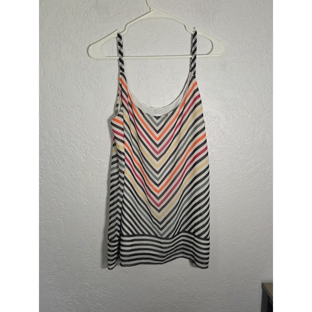 CAbi Striped Linea Cami Tank Chevron Rainbow Size M Adjustable Straps #5043